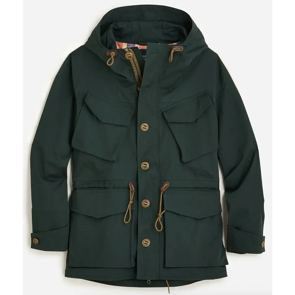 J. Crew Cotton-Nylon Survey Parka Green BE364 Mens Size L